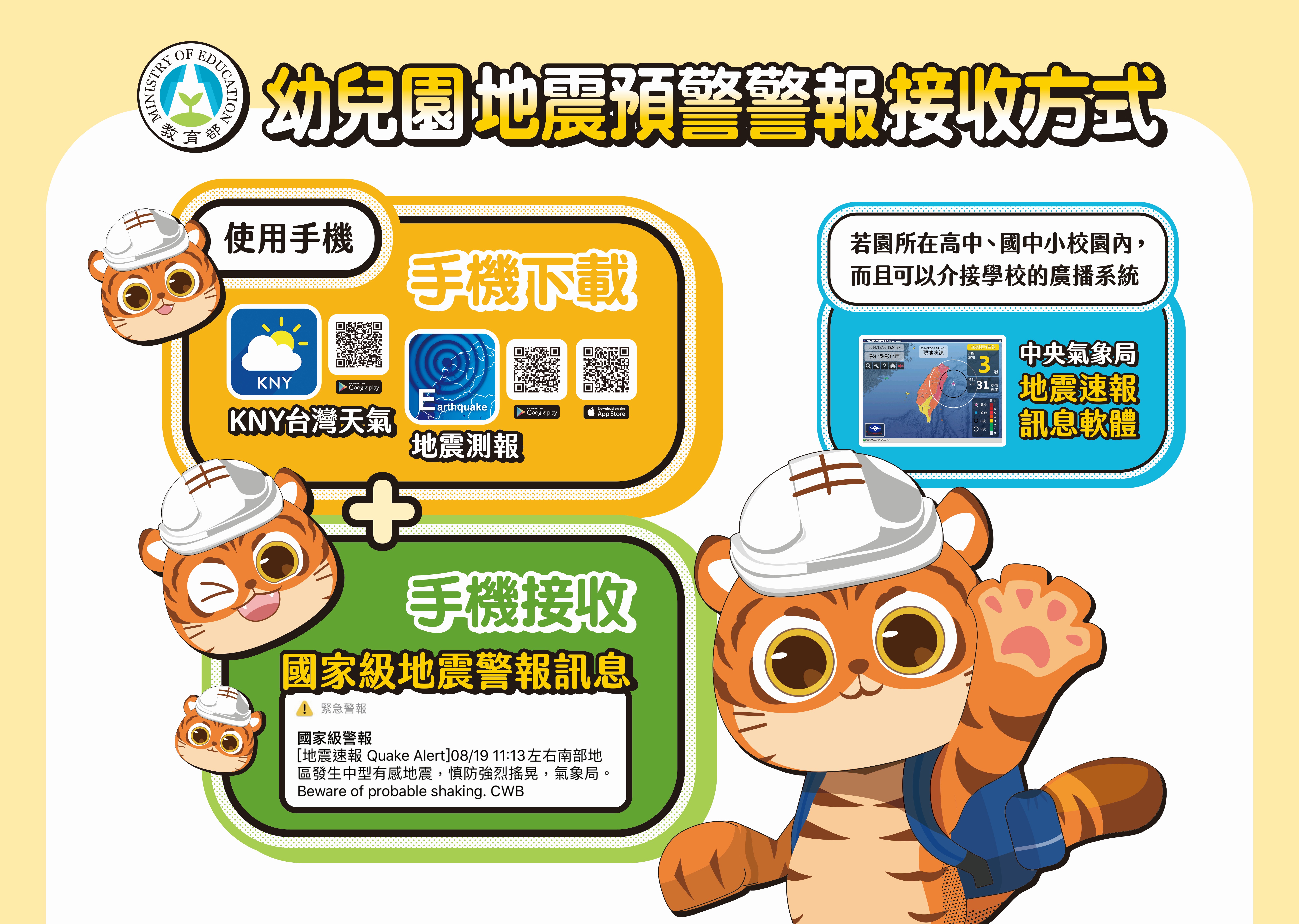 幼兒園地震預警警報接收方式